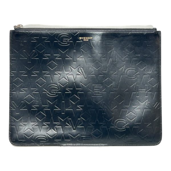 GIVENCHY Clutch Bag Leather BLK STAR LOGO DOCUMENT HOLDER on Sale