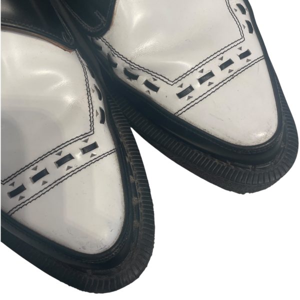 GEORGE COX Dress Shoes US 10 Border Leather WHT BLACK WHITE CREEPERS For Cheap