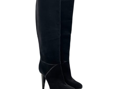 BOTTEGA VENETA Boots EU 37.5 Suede BLK HIGH RIZE KNEE BOOT LAMB LININ Discount