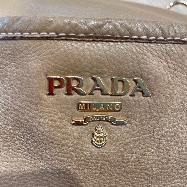 PRADA Hand Bag OS Leather BEG Signature Shoulder Online Hot Sale