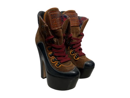 DSQUARED2 Boots EU 36 Suede BRW Hiking Plaid Inside Online now