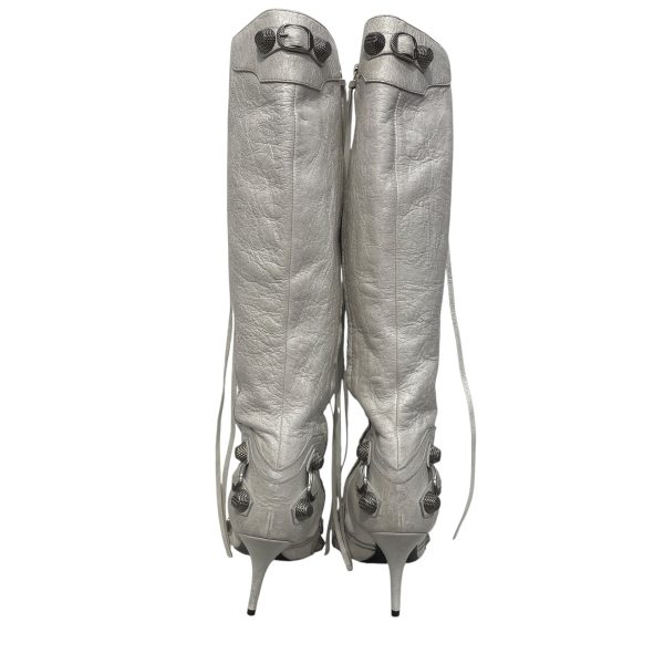 BALENCIAGA Long Boots EU 36 Leather WHT WHITE CAGOLE LABSKIN LONG BOOT Hot on Sale