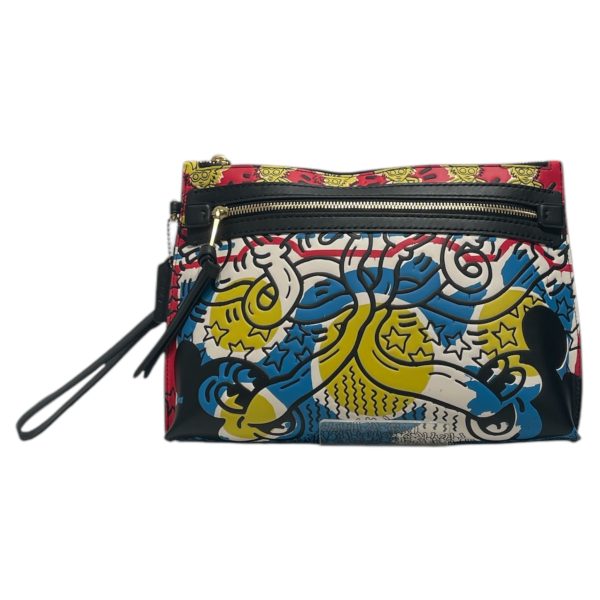 COACH Clutch Bag All Over Print Goat Leather MLT keith haring mickey mouse Online now