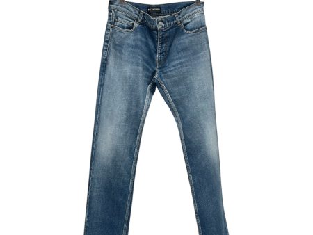 BALENCIAGA Straight Pants 30 Denim BLU faded blue jeans Hot on Sale