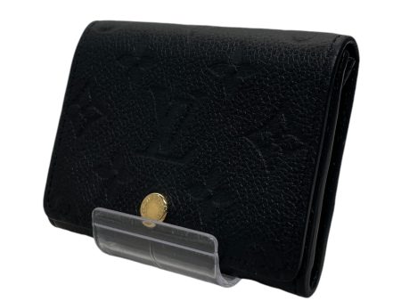 LOUIS VUITTON Trifold Wallet Monogram Leather BLK Business Card Holder Discount