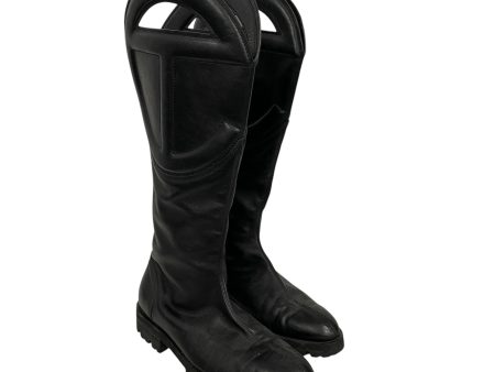 Telfar Western Boots EU 39 Leather BLK BIKER LOGO MOLD For Sale