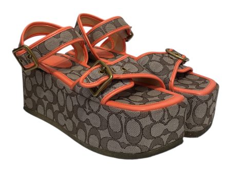 COACH Sandals US 8 Monogram Cotton ORN NAOMI PLATFORM Supply