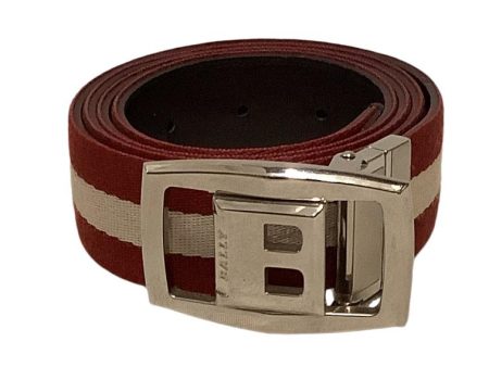 BALLY Belt OS Stripe Leather RED  Discount