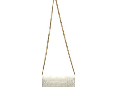 BALENCIAGA Cross Body Bag Animal Pattern Leather WHT WHITE CROC MINI CROSSBODY For Cheap