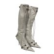 BALENCIAGA Long Boots EU 36 Leather WHT WHITE CAGOLE LABSKIN LONG BOOT Hot on Sale