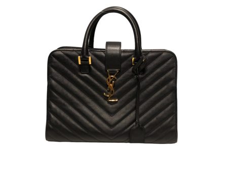 YVES SAINT LAURENT Hand Bag Leather BLK Chevron Cabas Monogram Bag Online now