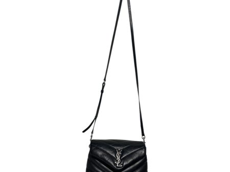 YVES SAINT LAURENT Cross Body Bag Leather BLK Silver YSL logo GAB Supply