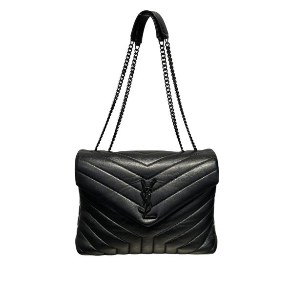 SAINT LAURENT Tote Bag Leather BLK loulou Discount