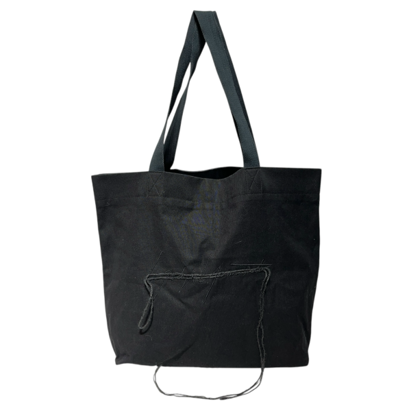 YOHJI YAMAMOTO Tote Bag Cotton BLK FRINGE SIGNATURE LOGO For Sale