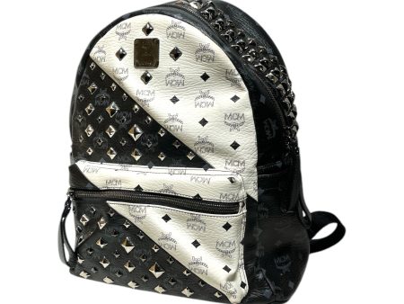 MCM Backpack Monogram Leather BLK HALF WHITE HALF BLACK Online