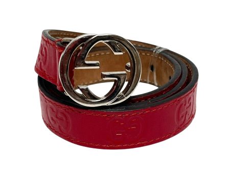 GUCCI Belt Monogram Leather RED 258395 RED MONOGRAM on Sale