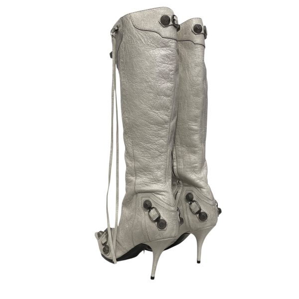 BALENCIAGA Long Boots EU 36 Leather WHT WHITE CAGOLE LABSKIN LONG BOOT Hot on Sale