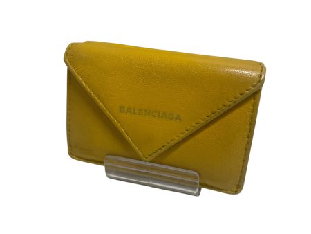 BALENCIAGA Trifold Wallet Leather YEL TRIANGULAR CLOSURE Fashion