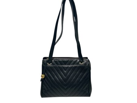 CHANEL Bag OS Leather BLK Vintage 90s Chevron on Sale