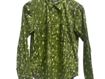 BLACK COMME des GARCONS LS Shirt S Cotton GRN All Over Print Tear Drop Button Up Sale