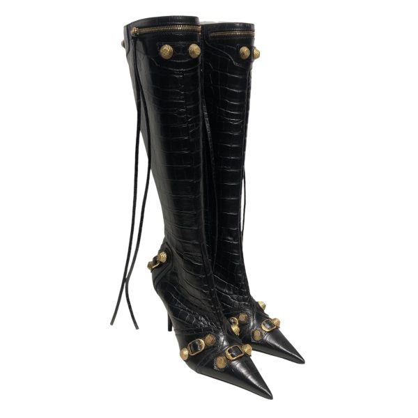 BALENCIAGA Long Boots EU 37 Leather BLK knee high cagole Online