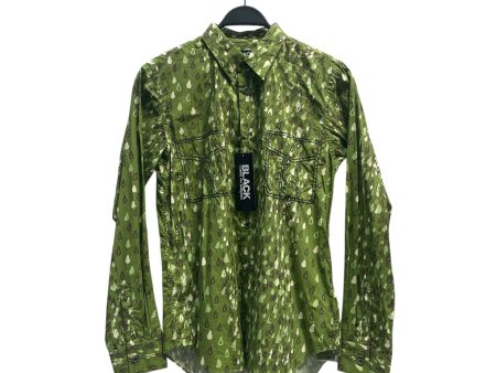 BLACK COMME des GARCONS LS Shirt M Cotton GRN All Over Print Tear Drop Button Up on Sale