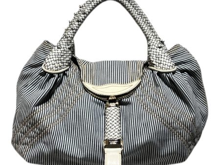 FENDI Boston Bag Stripe Denim NVY  Cheap