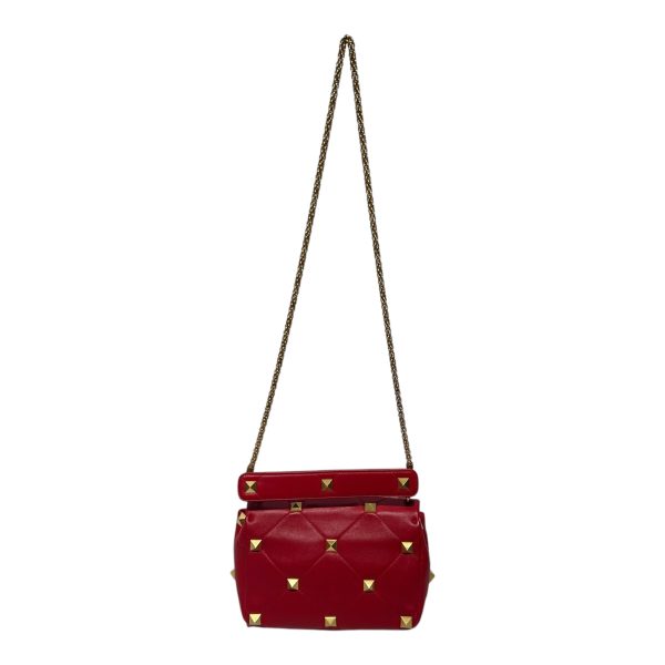 VALENTINO Cross Body Bag M Leather RED Roman Stud Cheap