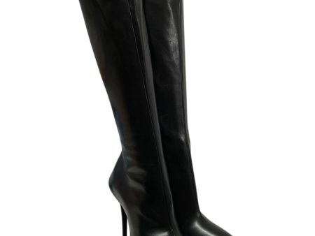 BALENCIAGA Long Boots EU 41 Leather BLK Side Zip witch 110 mm Supply