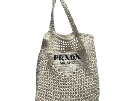 PRADA Tote Bag WHT Crochet Supply