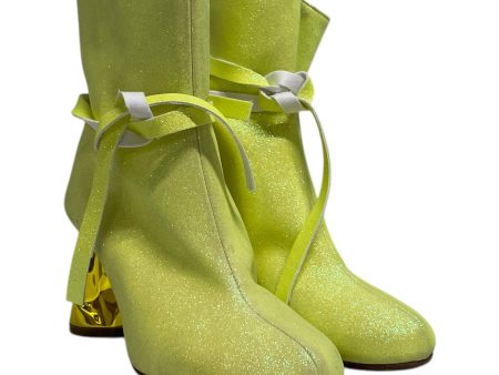 Maison Margiela Booties EU 36.5 Glitter Leather GRN neon tennis ball color boots Fashion