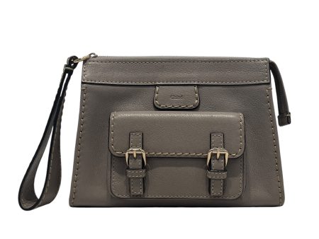 Chloe Clutch Bag Leather GRY  Discount