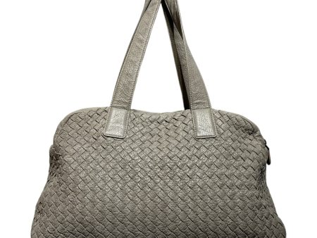 BOTTEGA VENETA Boston Bag Leather GRY WEAVE Online now