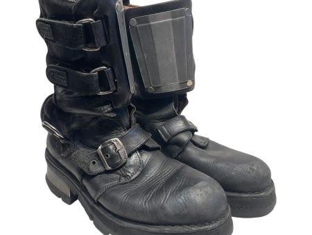 New Rocks  Boots US 8.5 Leather BLK NEW ROCKS BOOT METALIC BAR Cheap