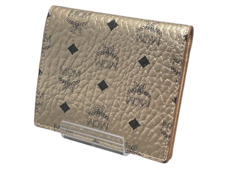 MCM Bifold Wallet Monogram Leather GLD  For Discount