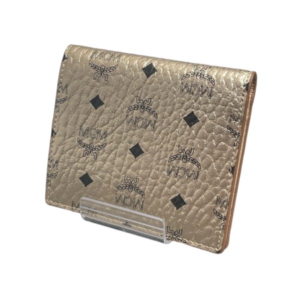 MCM Bifold Wallet Monogram Leather GLD  For Discount