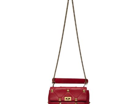 VALENTINO Cross Body Bag M Leather RED Roman Stud Cheap