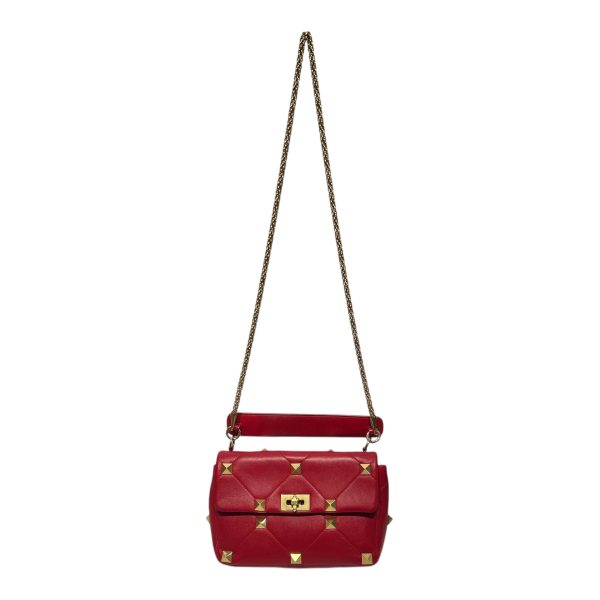 VALENTINO Cross Body Bag M Leather RED Roman Stud Cheap